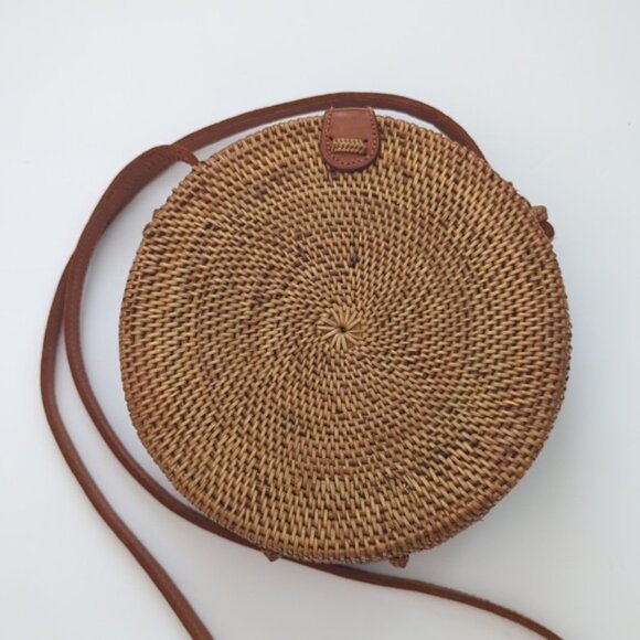 Amerii Rattan Round Crossbody Bag Retro 70s Style Circle Bag - Picture 2 of 12